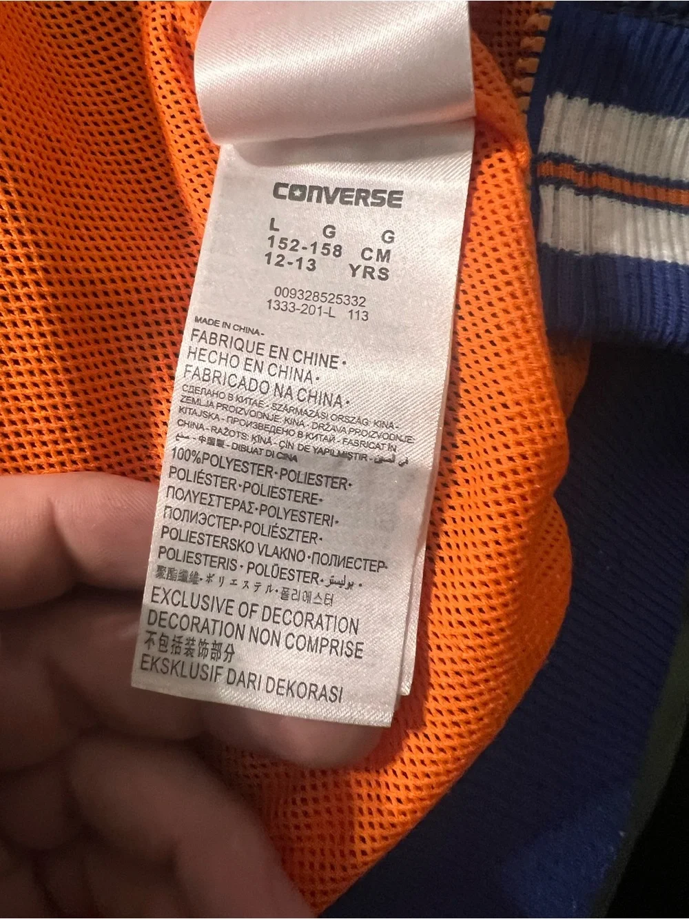 Converse Boys Colorblock Hooded Windbreaker Jacket - Blue White Orange